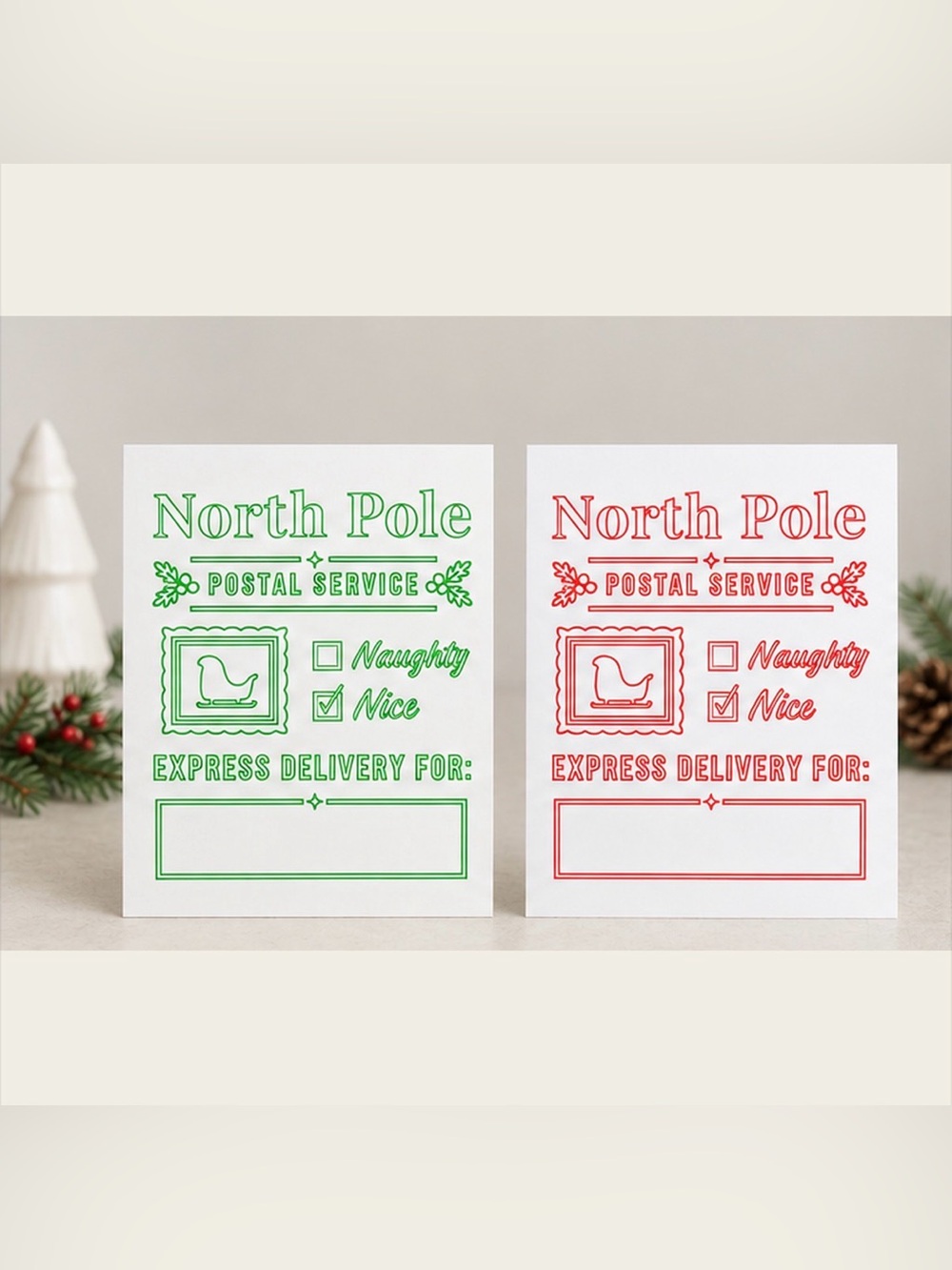 Merry Christmas White Greeting Card Blank Minimalist North Pole Holiday Handmade